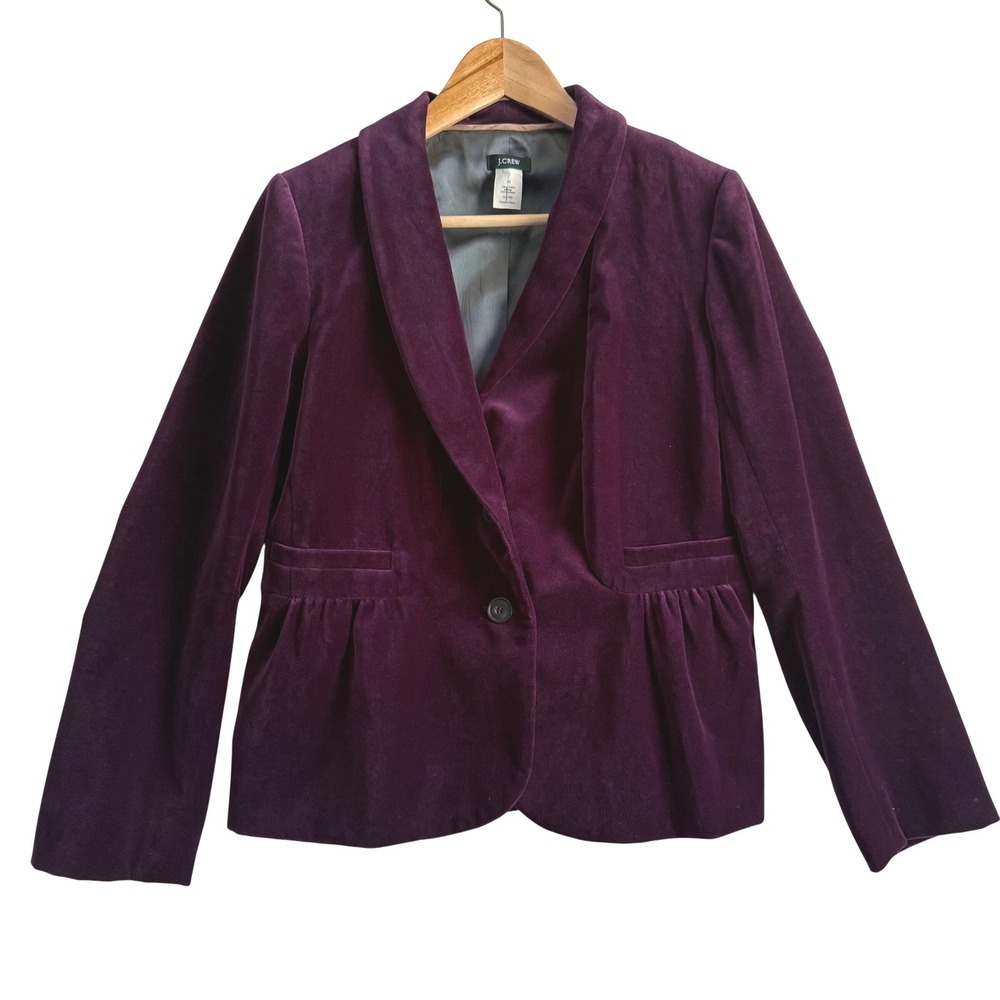 J. Crew | Plum Velvet Peplum‎ Blazer Jacket Womens Size 12, Tailored